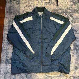 Winner Vintage Nylon Windbreaker Jacket Blue Green White Size XL